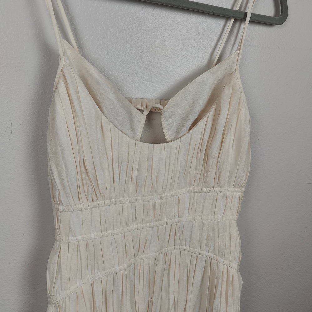 Jonathan Simkhai Loli Gown Womens 4 Off-White Cream Tiered Pleated‎ Maxi Layered - Picture 3 of 11